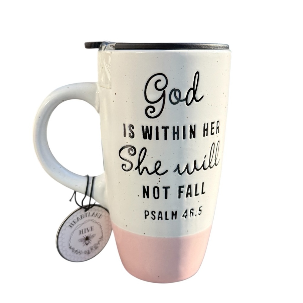 God is within her, she will not fall inspirational mug with topper NEW - Picture 1 of 6